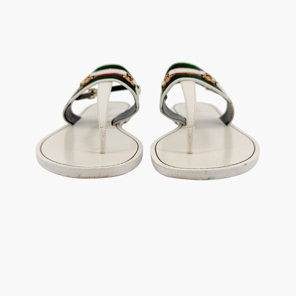 Gucci Jakarta GG T-Strap Flat Sandals Size 39.5 US 9.5 White Interlock Thong - Picture 6 of 14
